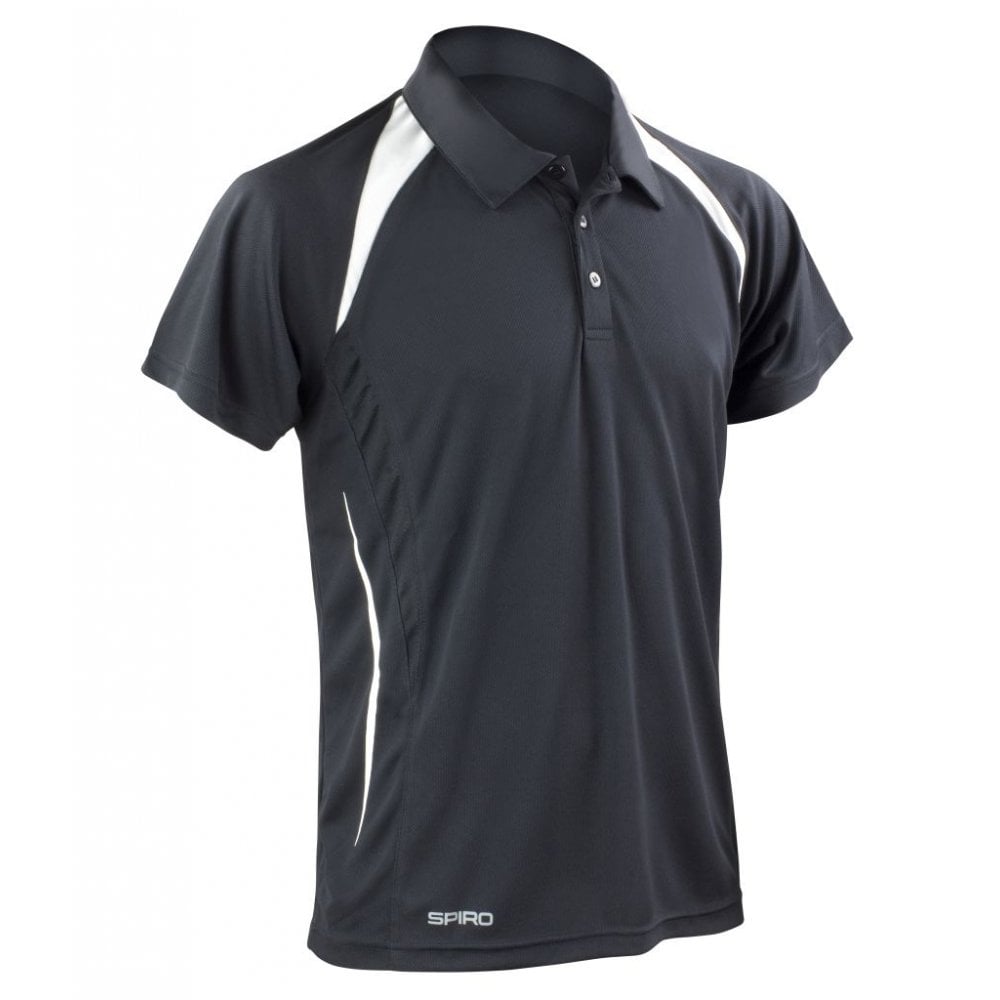 Spiro Team Spirit Polo Shirt, Black/White, Custom Print