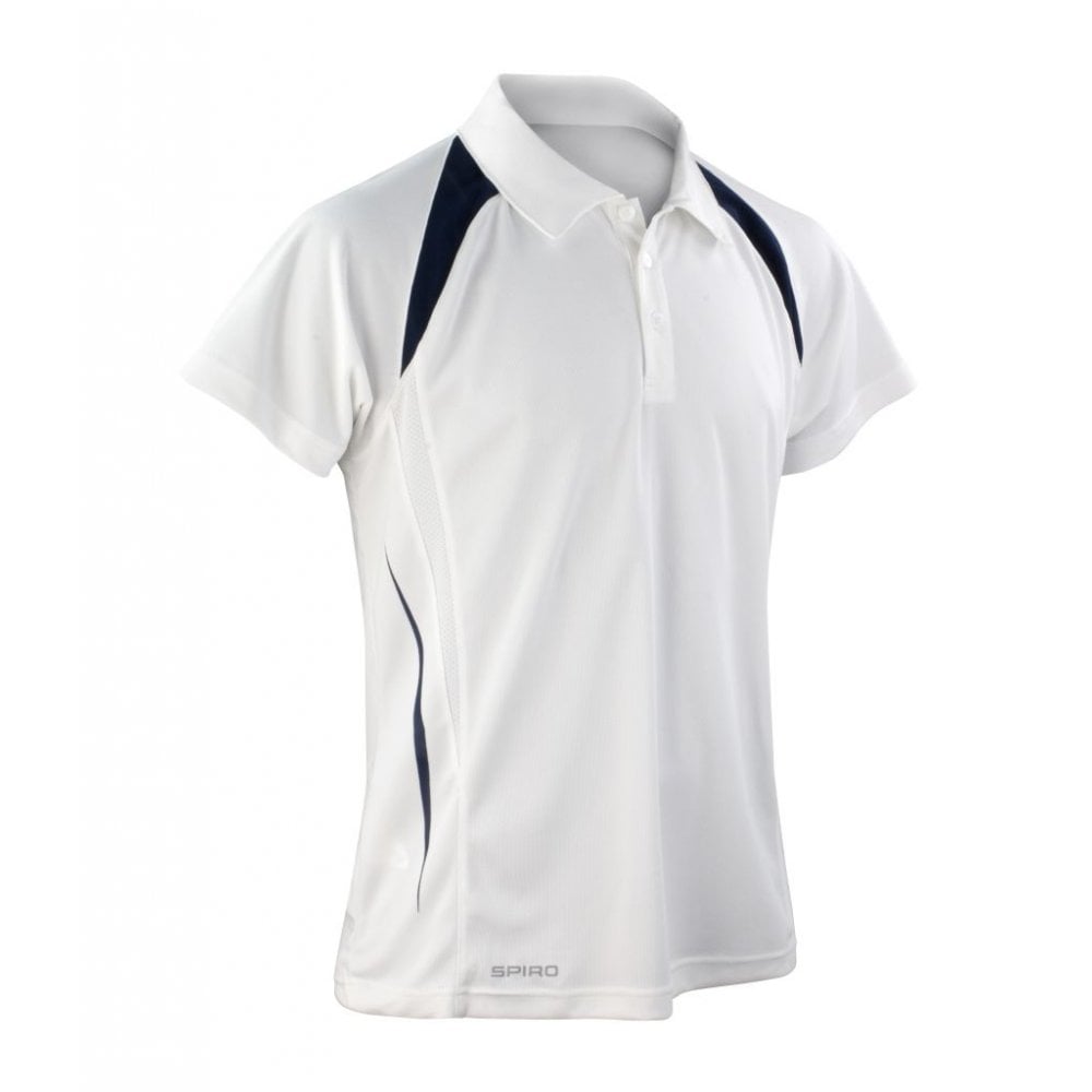 Spiro Team Spirit Polo Shirt, White/Navy, Custom Print